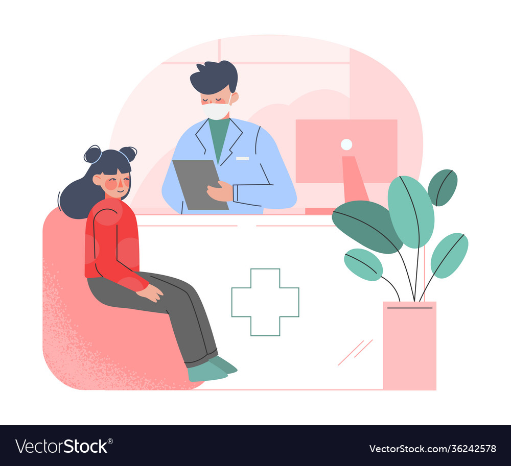 Pediatrician doctor examining girl din medical Vector Image