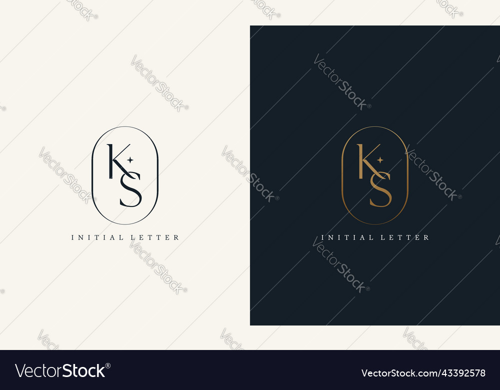 Premium ks logo monogram with gold circle frame Vector Image