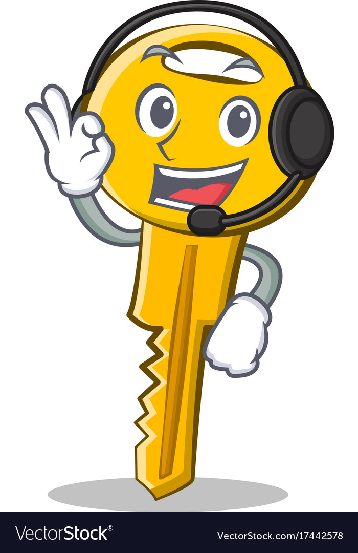 With headphone key character cartoon style Vector Image