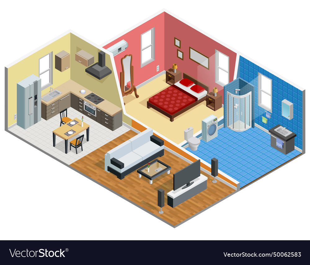 Apartment isometric design Royalty Free Vector Image