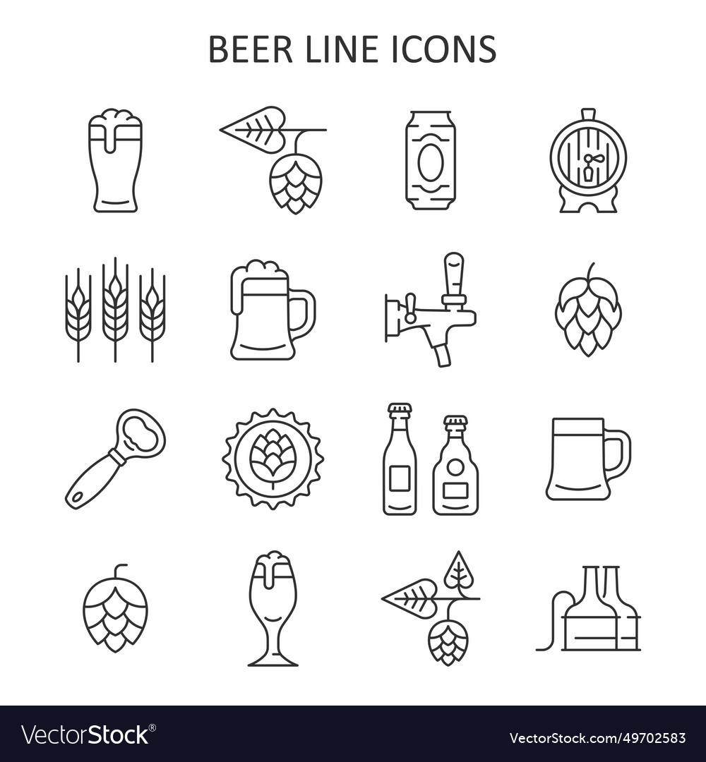 Beer line icon set collection symbol Royalty Free Vector