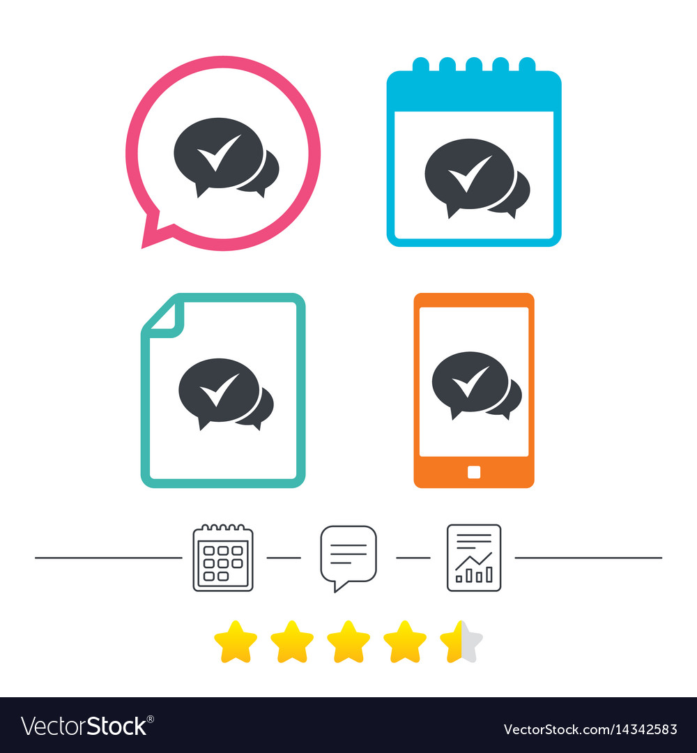 Chat check sign icon yes or tick symbol Royalty Free Vector