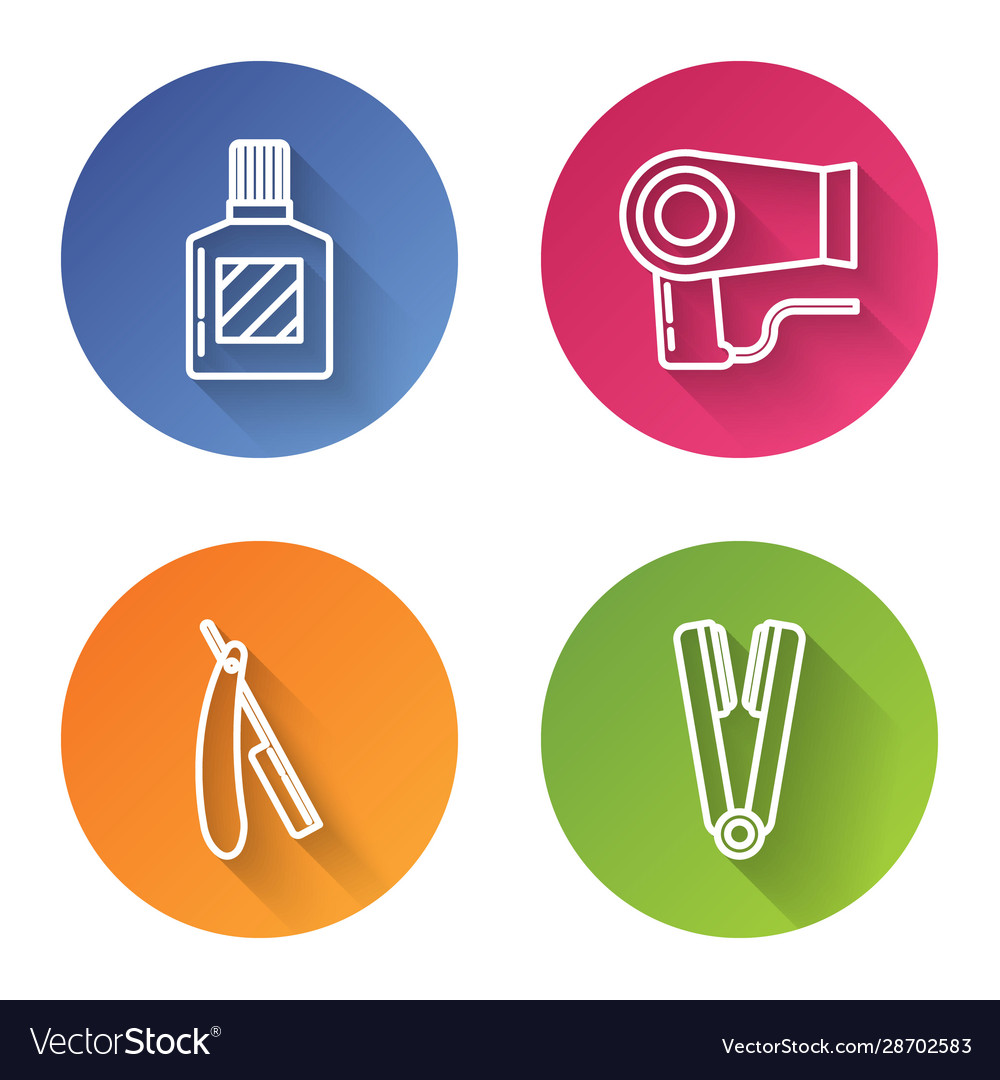 Set Line Aftershave Hair Dryer Straight Razor Vector Image