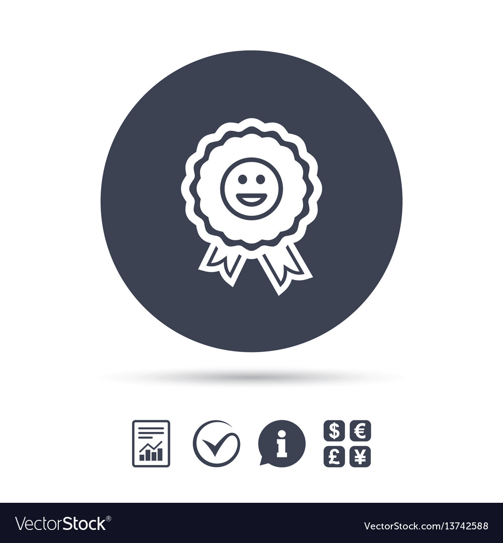 Award smile icon happy face symbol Royalty Free Vector Image