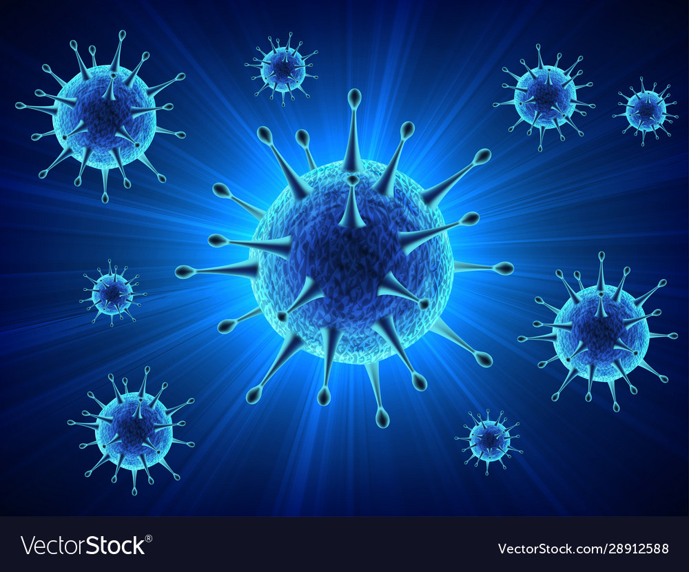 Blue virus cells or bacteria Royalty Free Vector Image