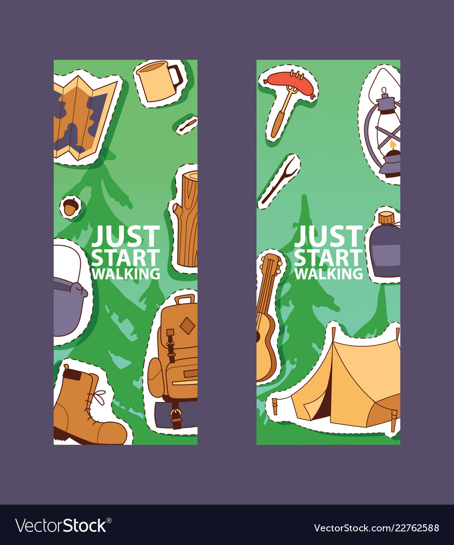 Camping Equipment Banner Poster Flyer Royalty Free Vector