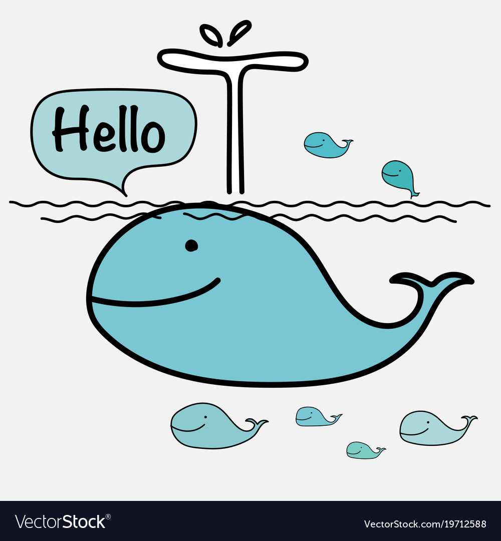 Cute whale say hello on sea Royalty Free Vector Image