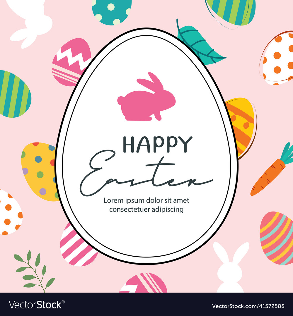 Happy easter egg greeting card background Vector Image