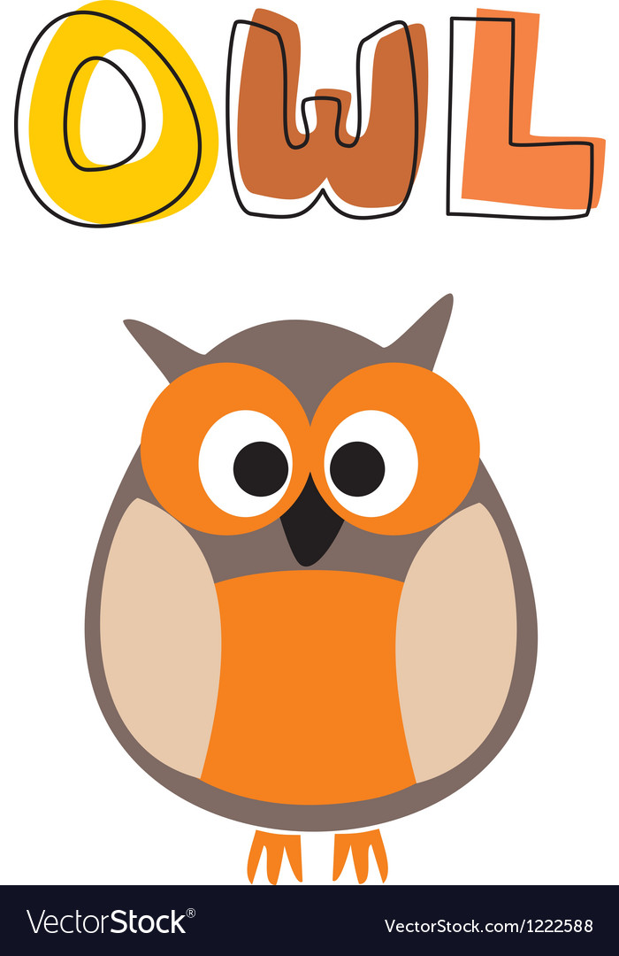 O Is For Owl Owl Under School Hand Drawn Word Vector Image