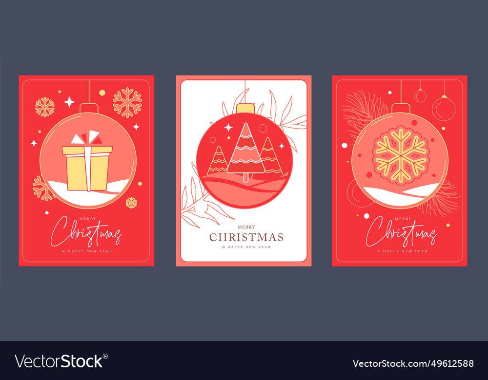 Set Of Christmas Holiday Greeting Cards Or Covers Vector Image