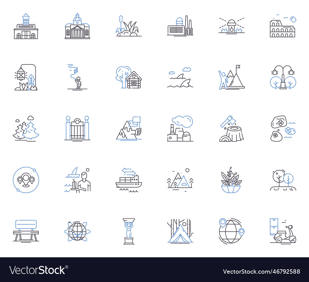 Skyscrapers and buildings line icons collection Vector Image