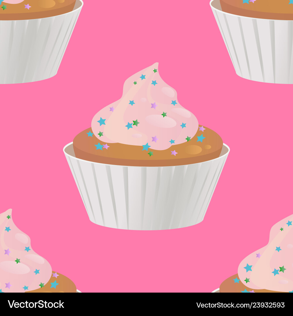 Cupcake seamless pattern Royalty Free Vector Image