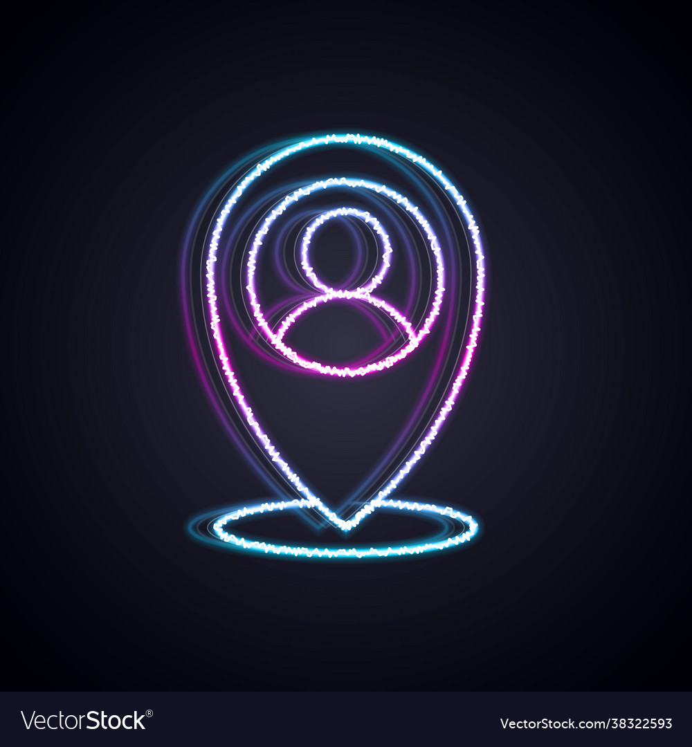 Glowing neon line map marker with a silhouette Vector Image