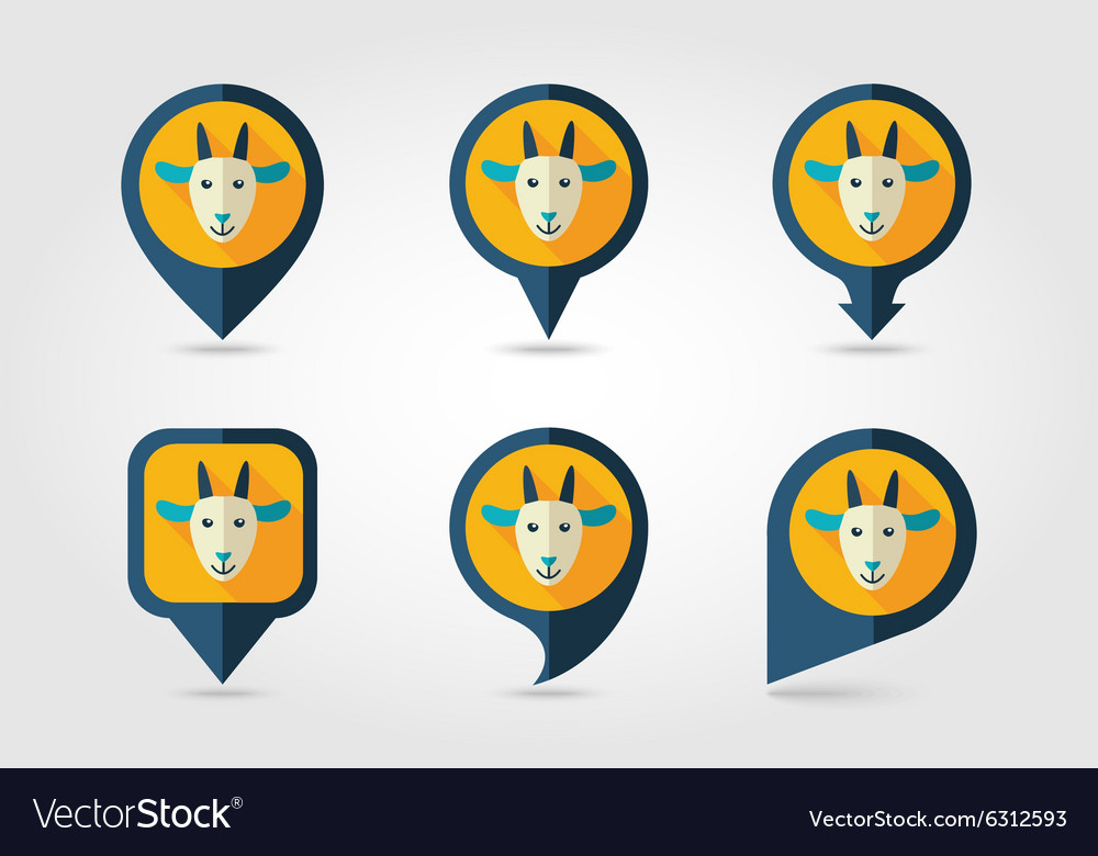 Goat Mapping Pins Icons Lizenzfreies Vektorbild