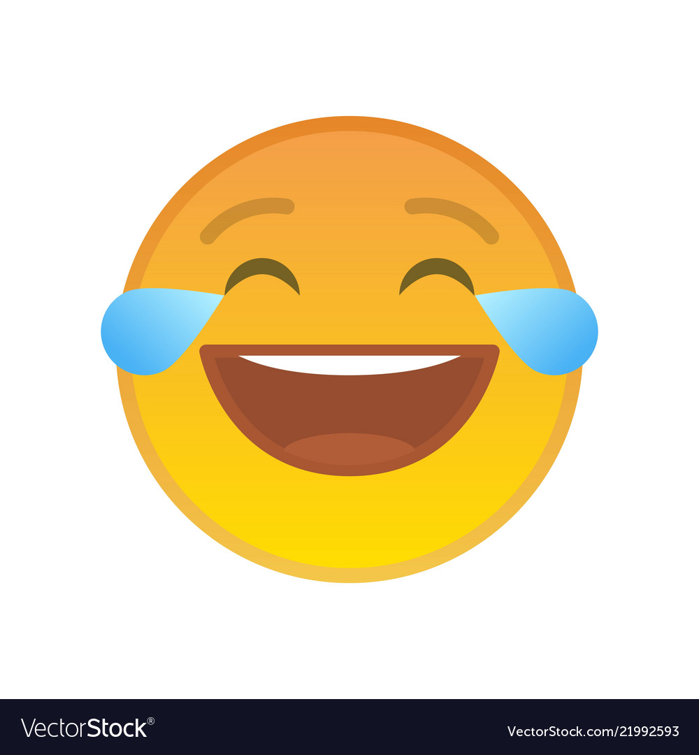 Laughing emoticon with tears joy Royalty Free Vector Image