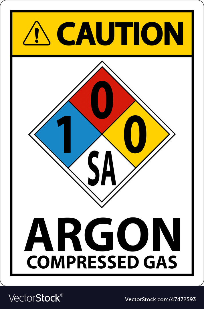 Nfpa caution argon compressed gas 1-0-0-sa sign Vector Image