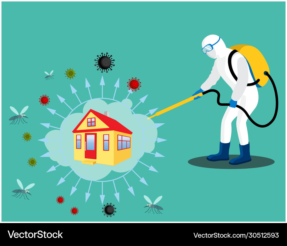 Sanitizing disinfectant an office for covid19 Vector Image