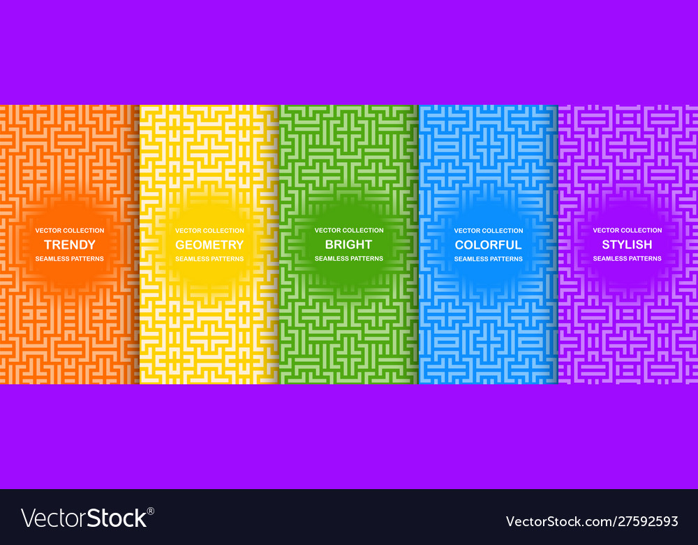 Set bright colorful seamless geometric vector image Set bright colorful seamless geometric