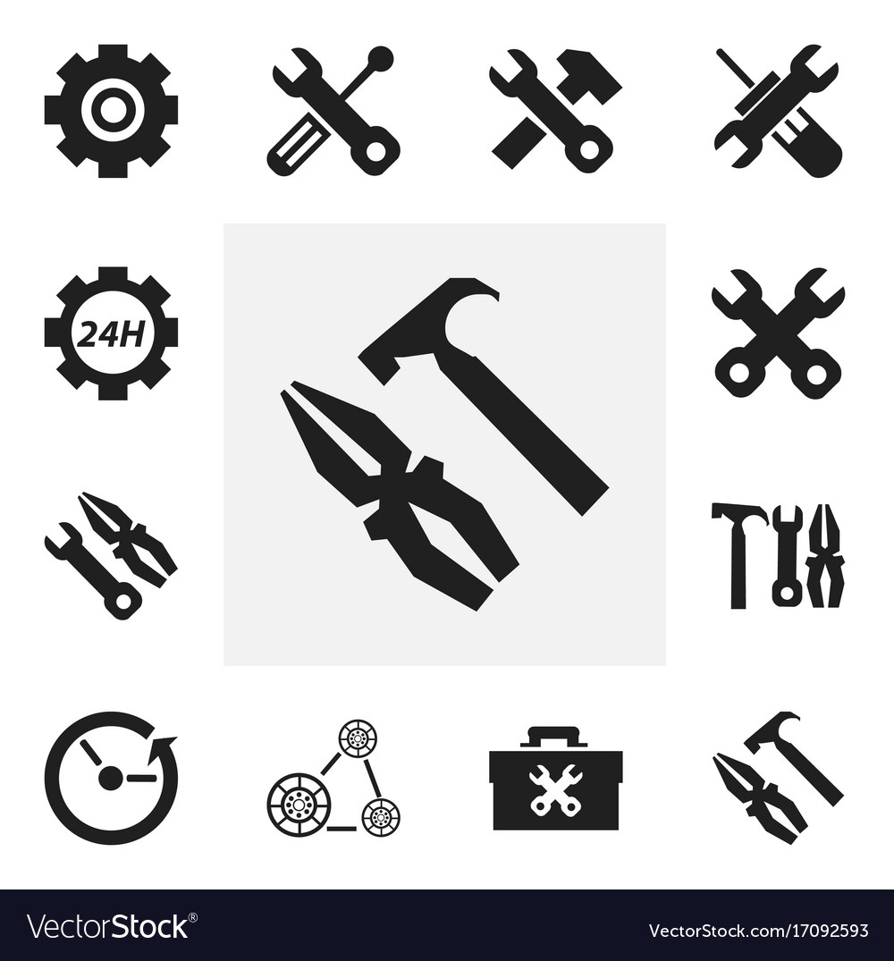 Set of 12 editable service icons includes symbols Vector Image