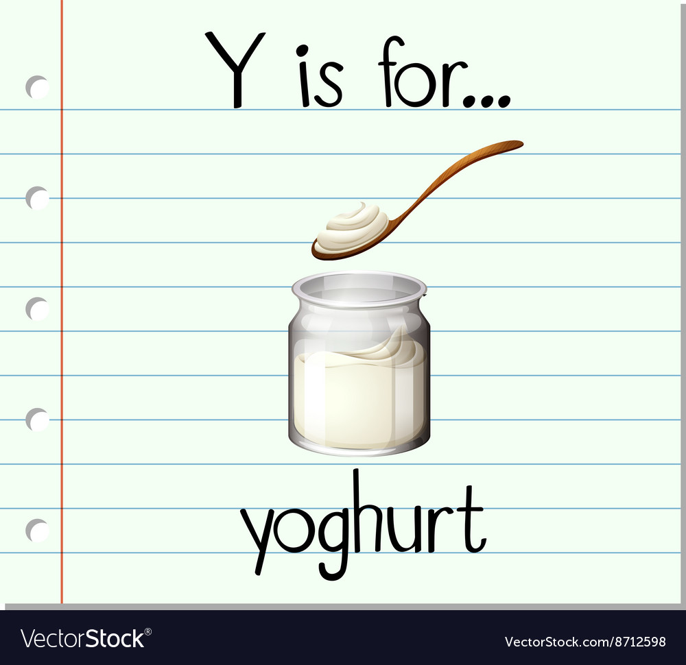 Flashcard letter y is for yoghurt Royalty Free Vector Image