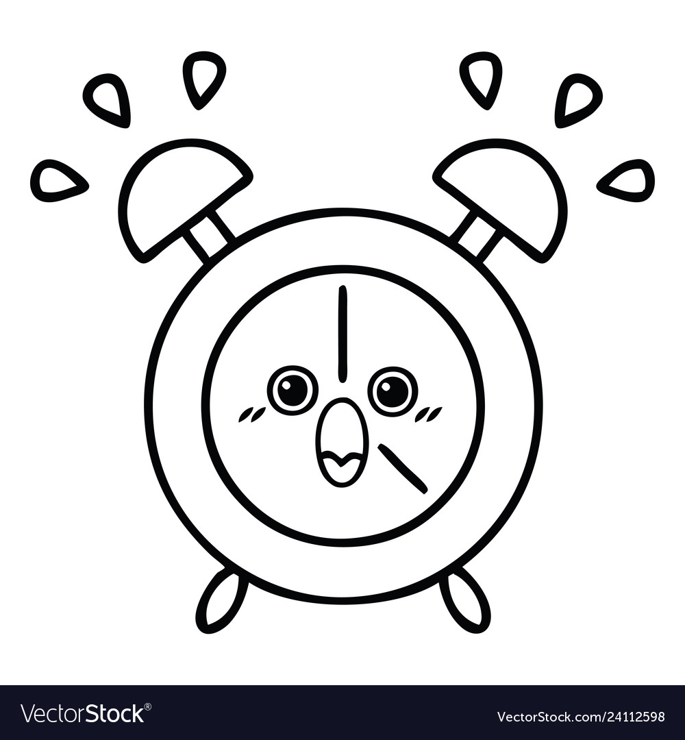 Line drawing cartoon alarm clock Royalty Free Vector Image Line drawing cartoon alarm clock Royalty Free Vector Image