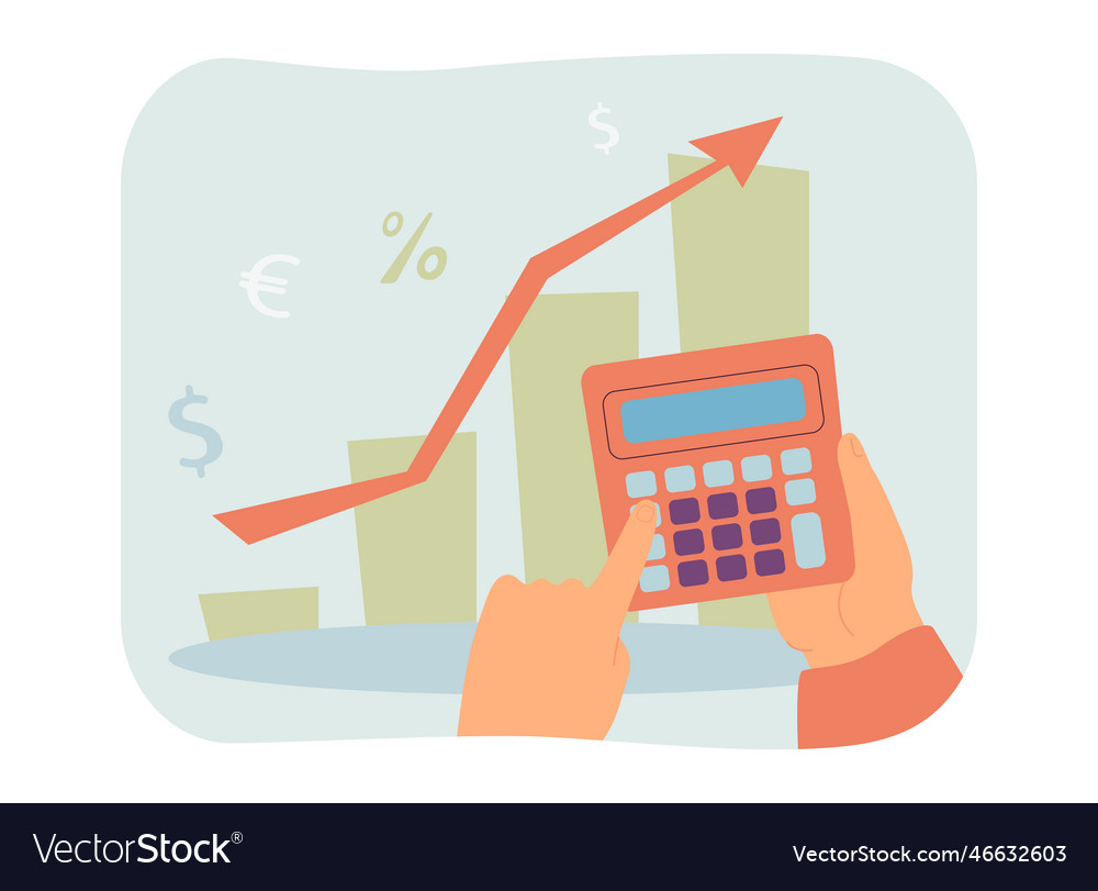 Hands Of Analyst Holding Calculator For Counting Vector Image Hands Of Analyst Holding Calculator For Counting Vector Image