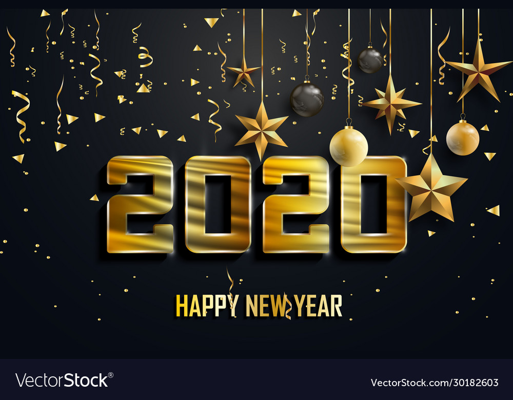 Happy new year 2020 logo text design cover Vector Image