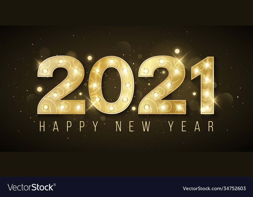 Happy new year 2021 luxurious golden numbers Vector Image