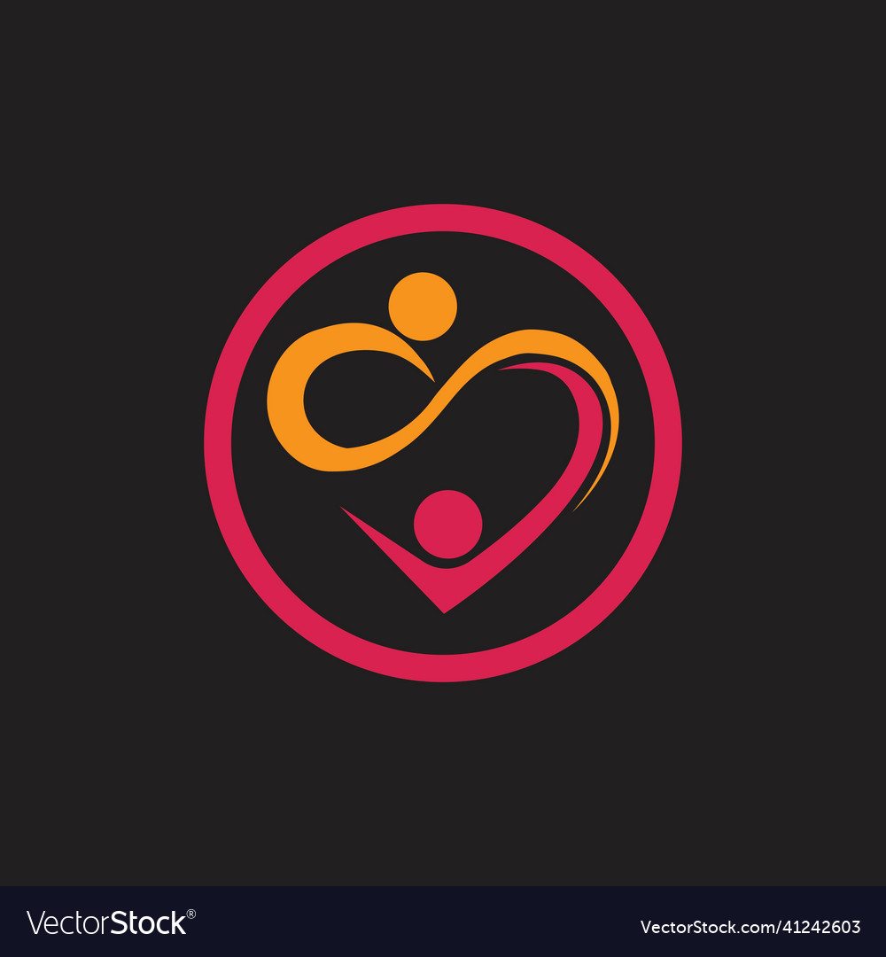 Heart logo and people design charity support