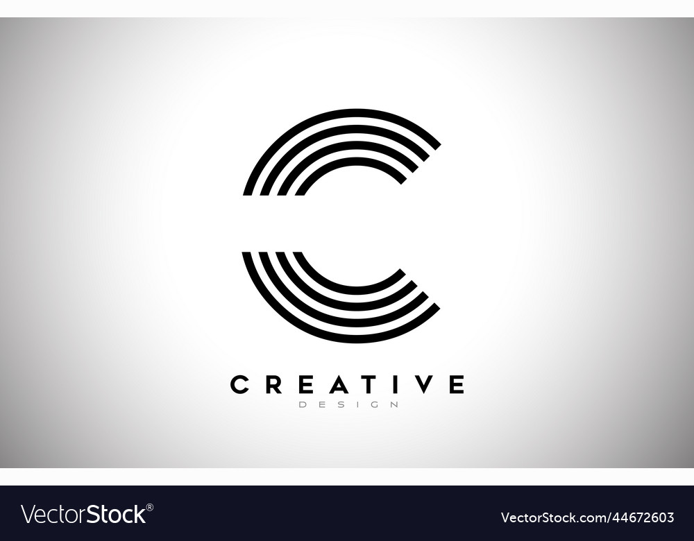 Lines letter c logo with black and monogram Vector Image