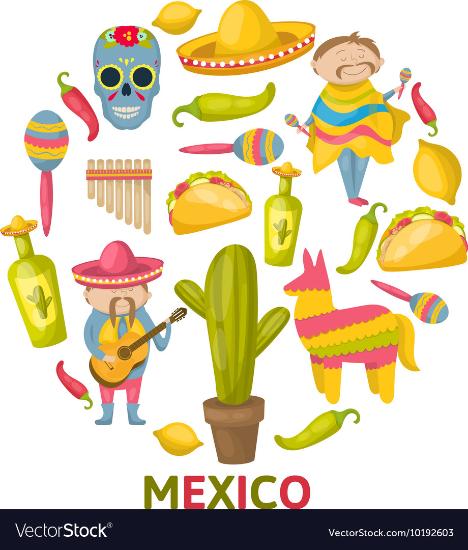 Mexican Round Composition Royalty Free Vector Image