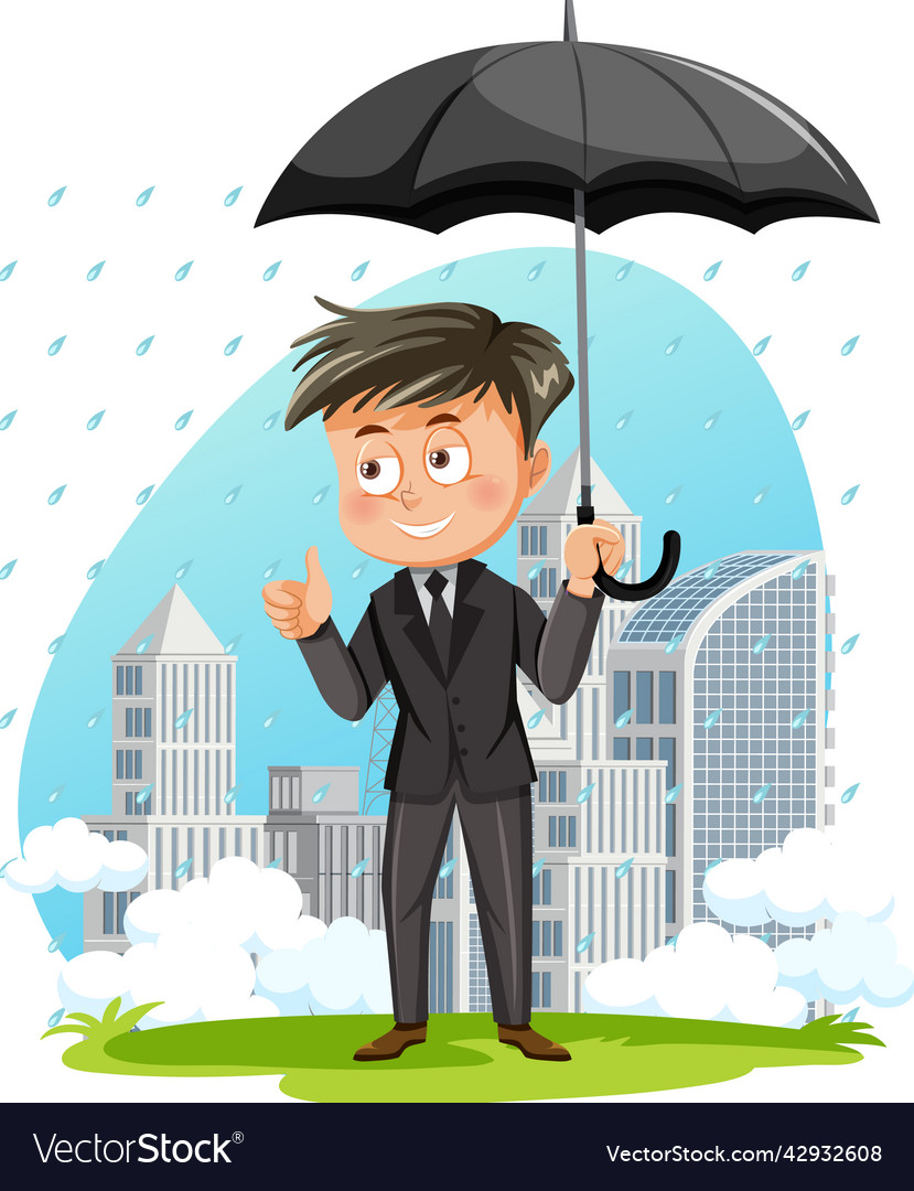 Business man holding an umbrella Royalty Free Vector Image