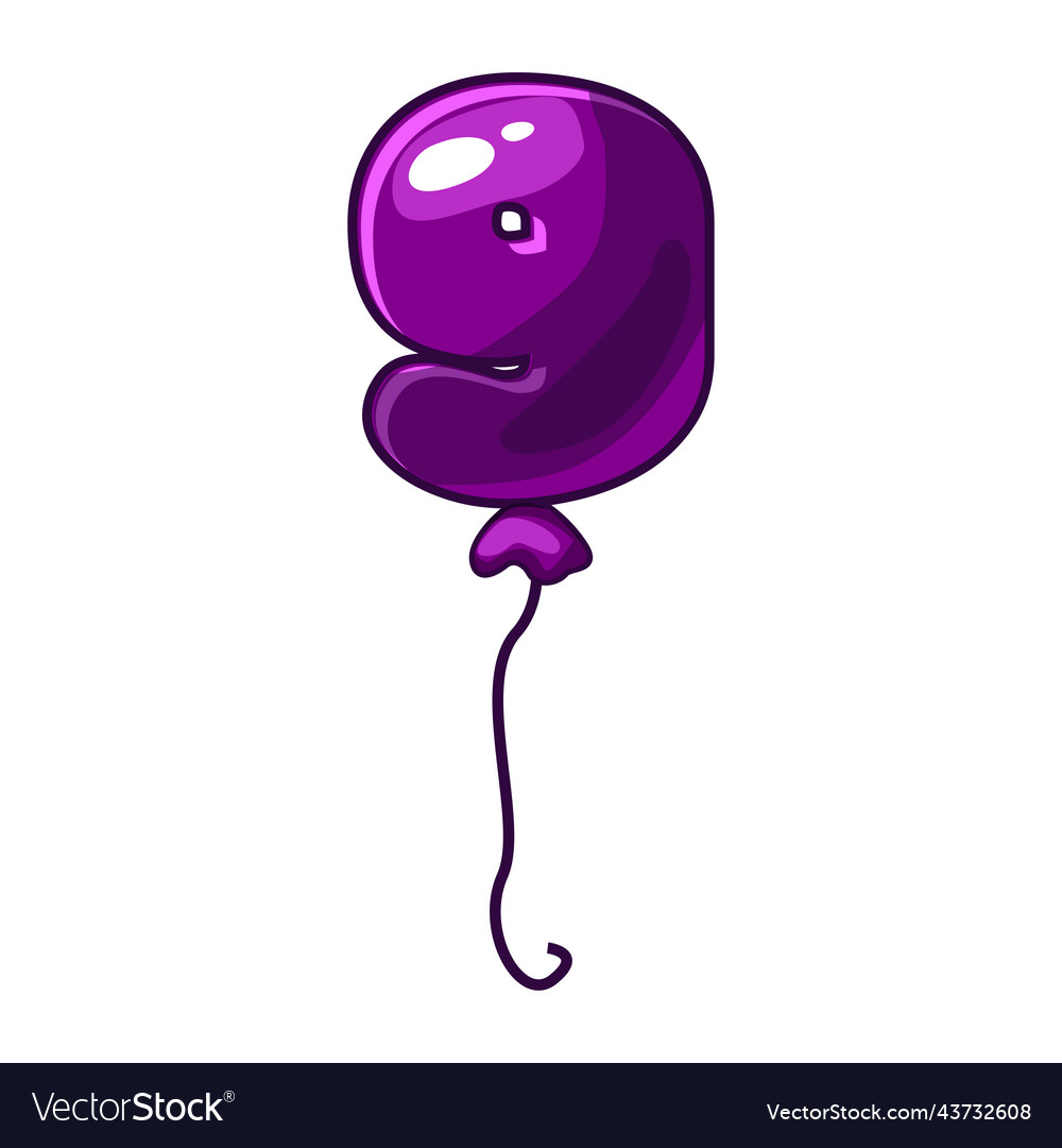 Cartoon balloon number 9 font kids numbers figure