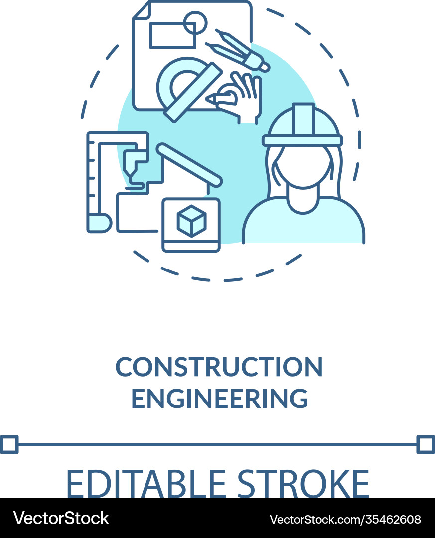 Construction engineering turquoise concept icon Vector Image