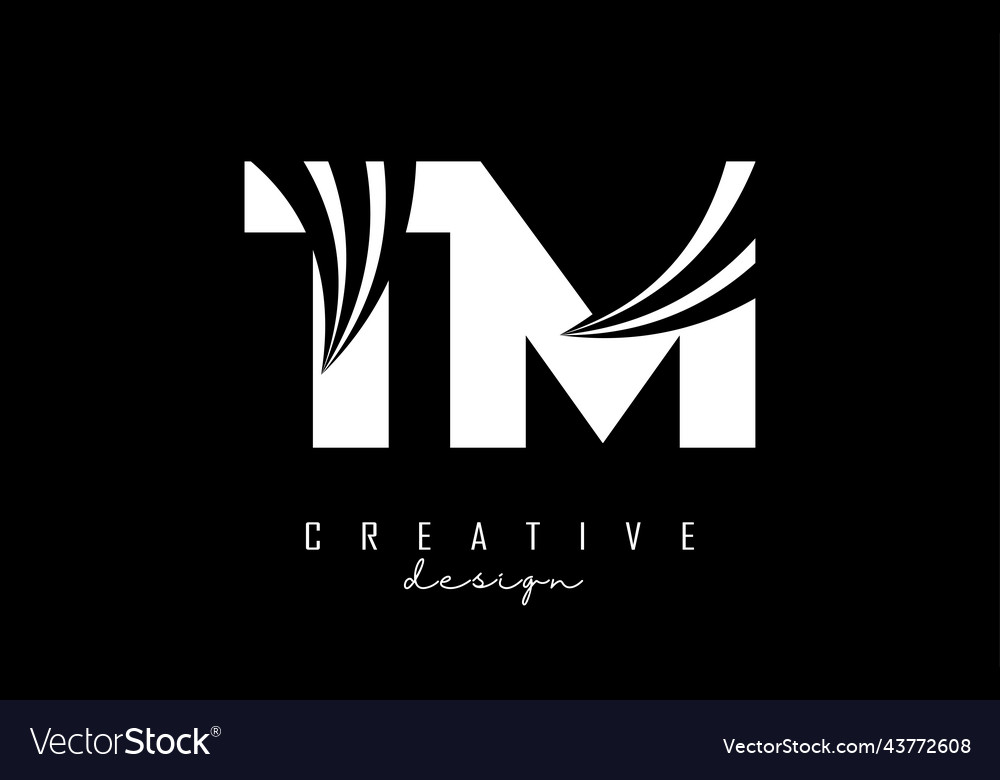 Creative white letters tm t m logo with leading Vector Image