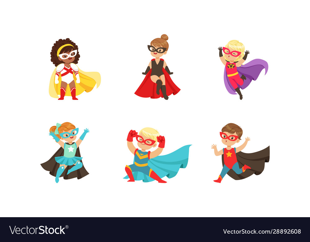 Kid superheroes collection cute happy boys