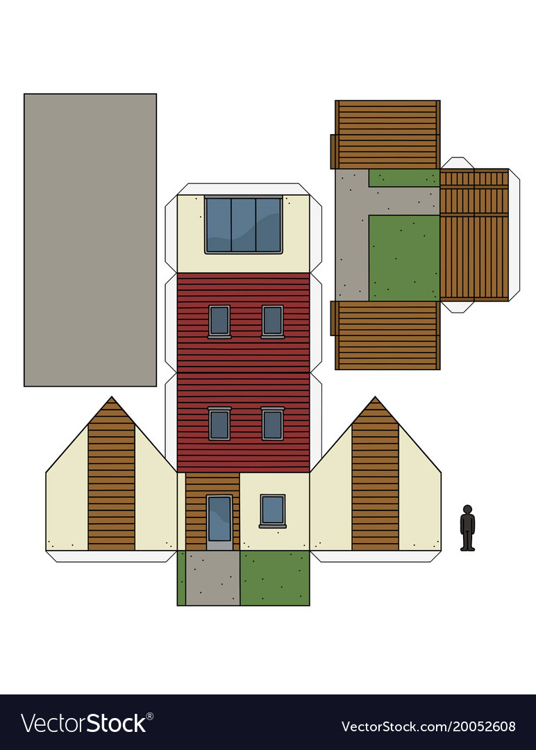 Paper model a house Royalty Free Vector Image - VectorStock