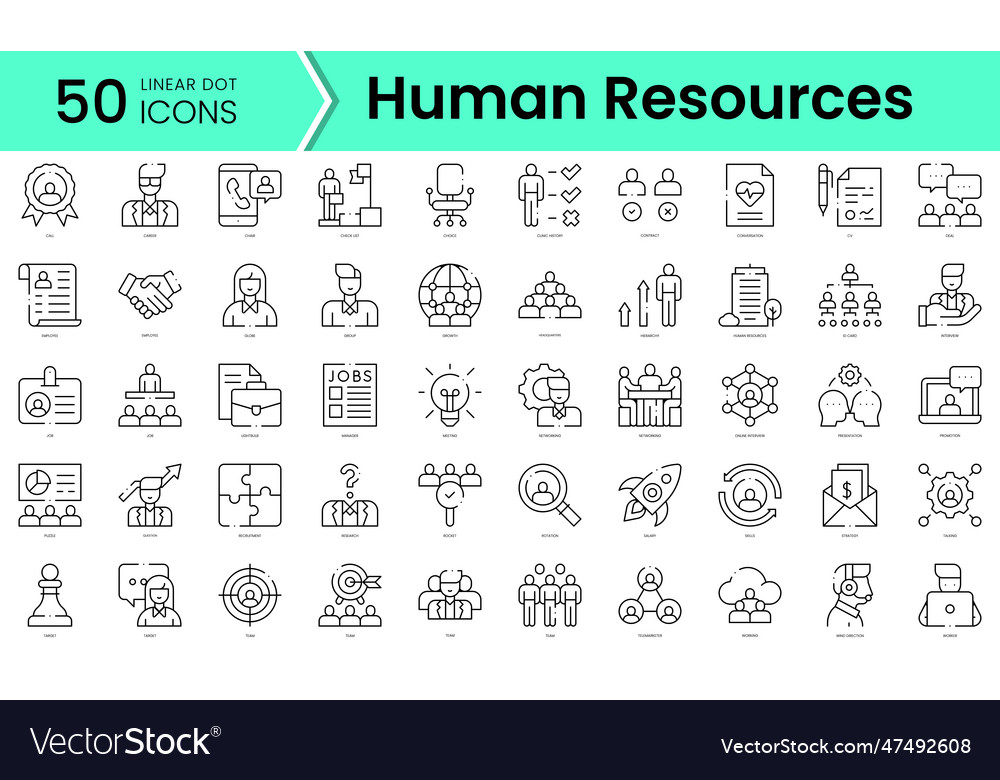 Set of human resources icons line art style Vector Image