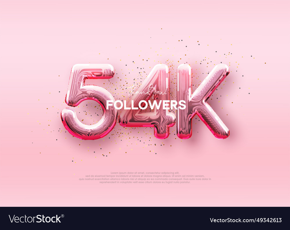 Balloon number 54k followers luxury pink design Vector Image