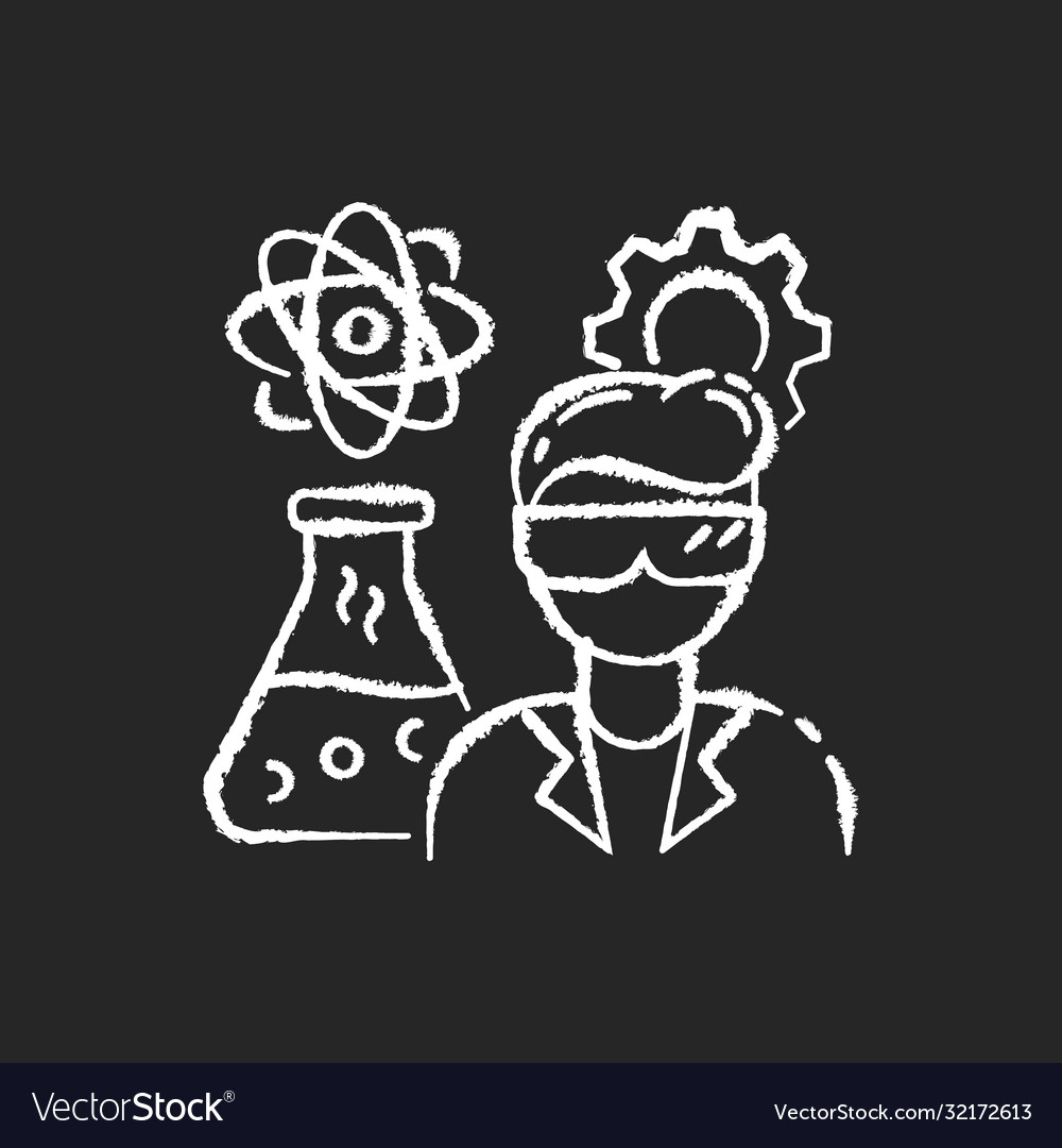 Chemical engineer chalk white icon on black Vector Image