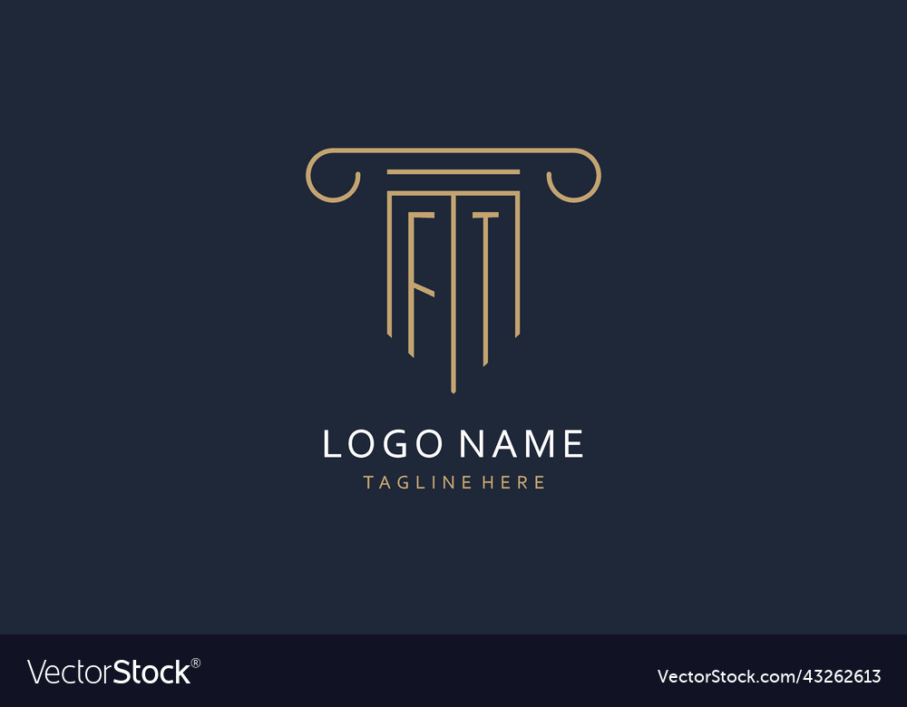 Ft initial with pillar shape logo design creative