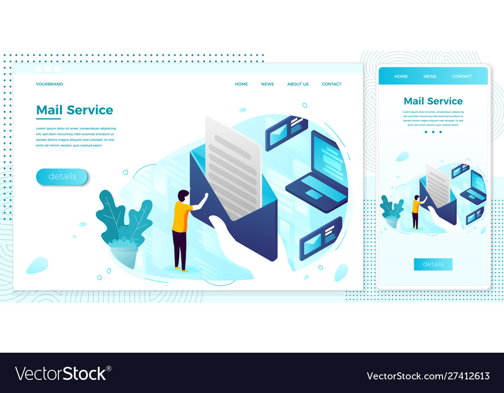 Online mailing service open letter web set Vector Image