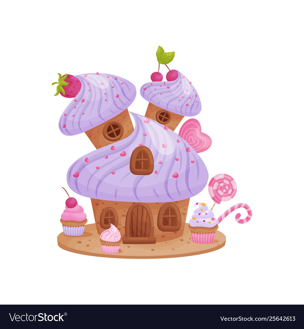 Sweet house with a romarshmallow Royalty Free Vector Image