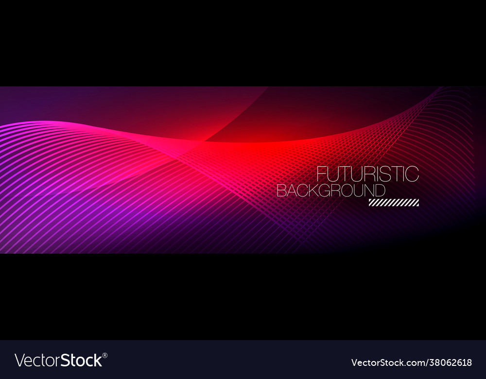 Abstract neon glowing light in dark with waves Vector Image