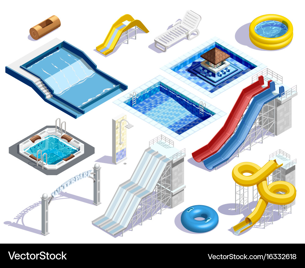 Aqua park elements set Royalty Free Vector Image