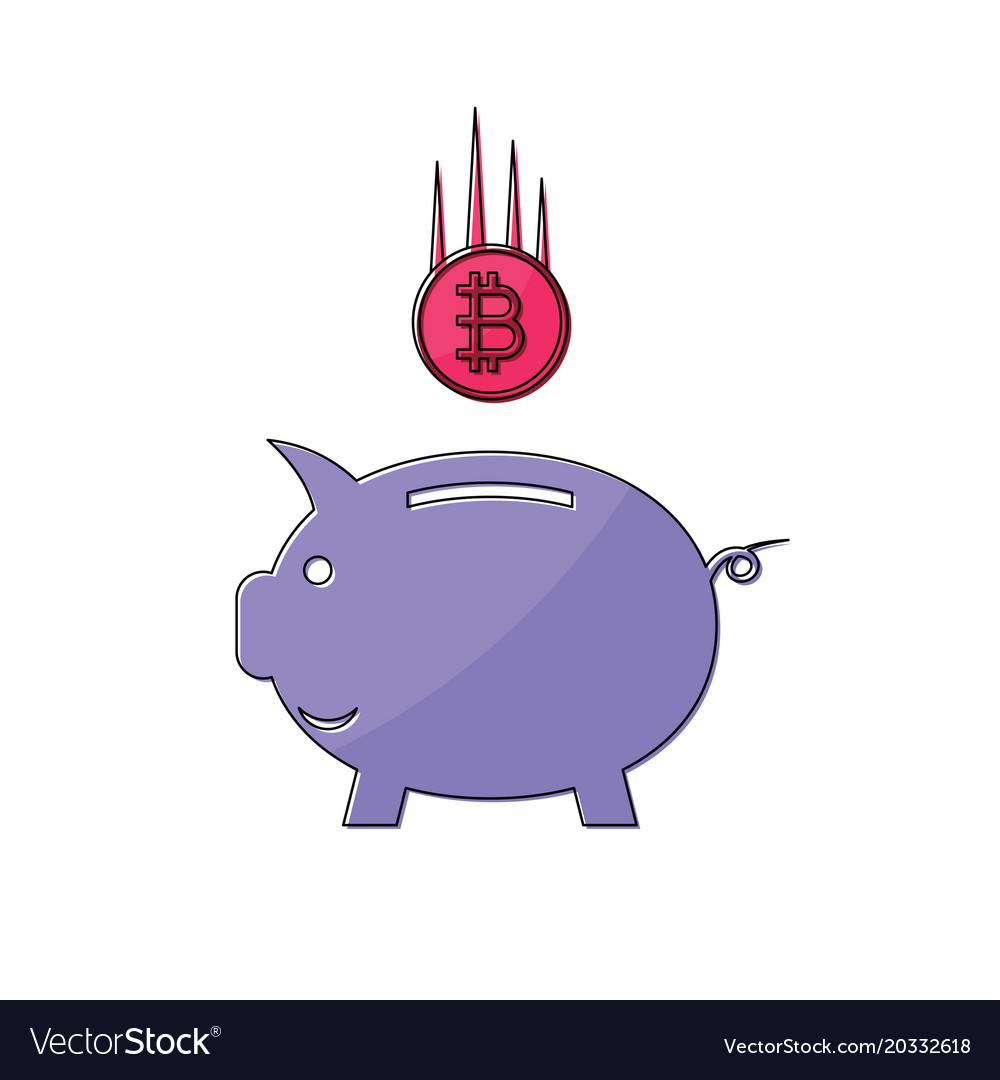 Cryptocurrency Bitcoin Piggy Bank Thin Line Flat Vector Image On Vectorstock - 