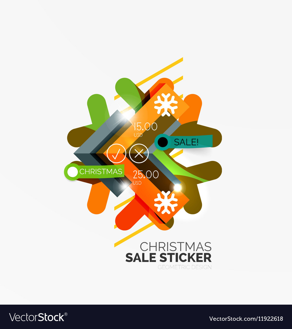 Geometric christmas sale stickers Royalty Free Vector Image