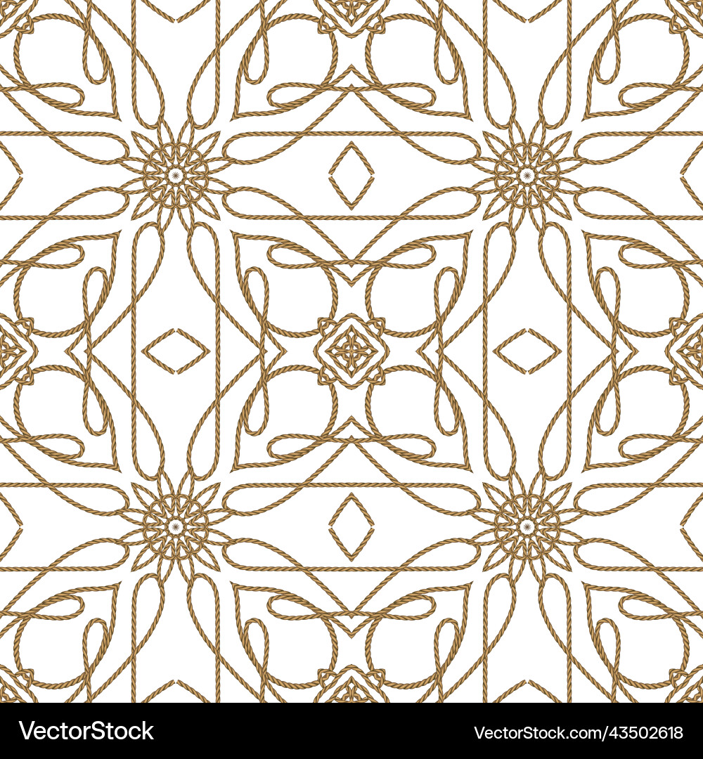 Golden strings floral seamless pattern on white Vector Image