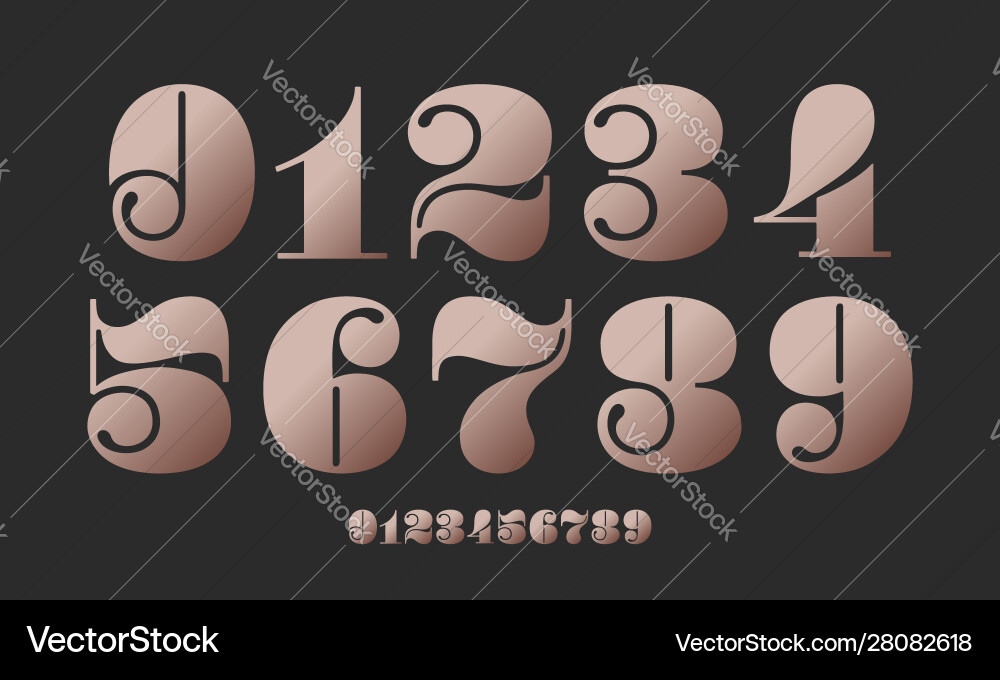 Number font numbers in classical french Royalty Free Vector