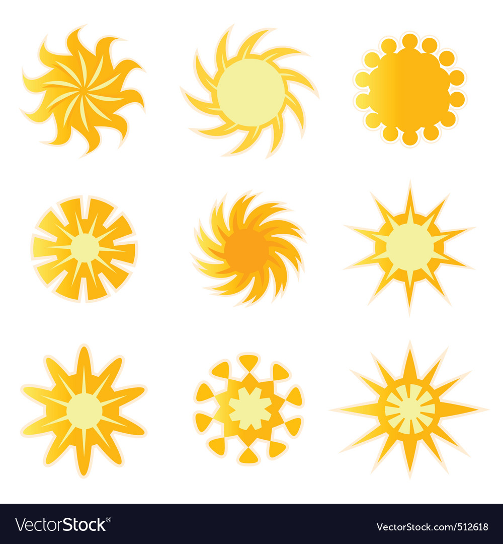 Sun symbols Royalty Free Vector Image - VectorStock